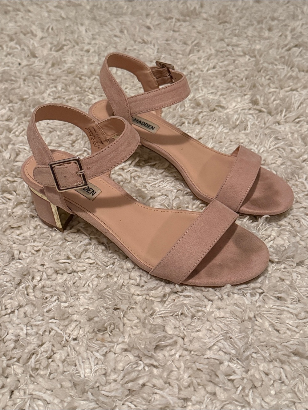 Steve Madden Blush Suede Ankle-Strap Block Heels